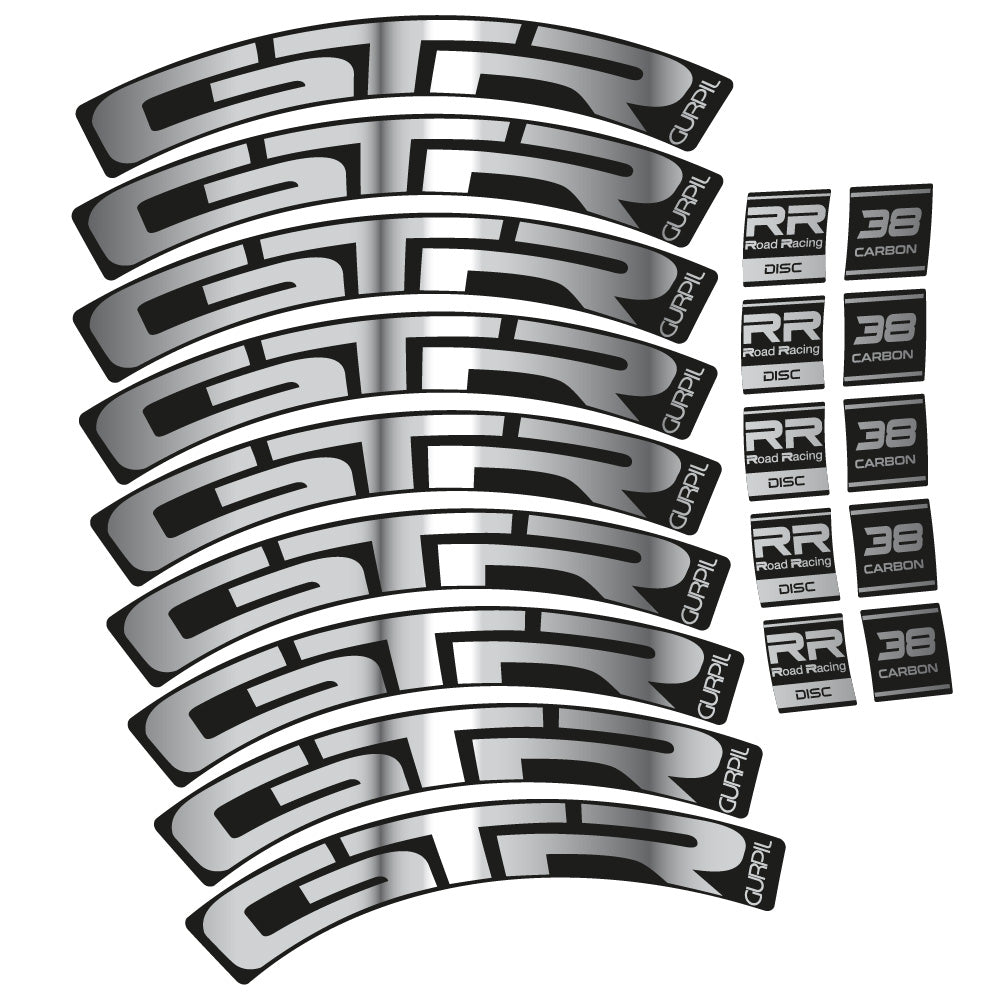 Stickers Gurpil GTR RR Road Racing Disc 38 Carbon compatibles Autocollants roues Route