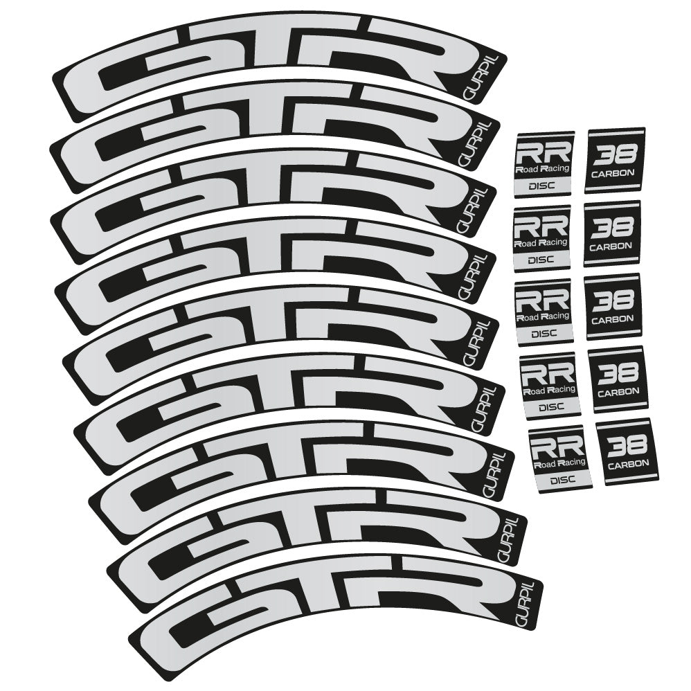 Stickers Gurpil GTR RR Road Racing Disc 38 Carbon compatibles Autocollants roues Route