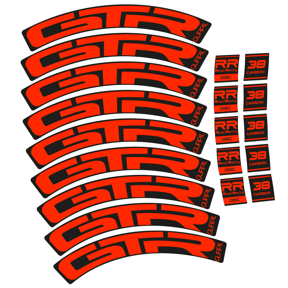 Stickers Gurpil GTR RR Road Racing Disc 38 Carbon compatibles Autocollants roues Route