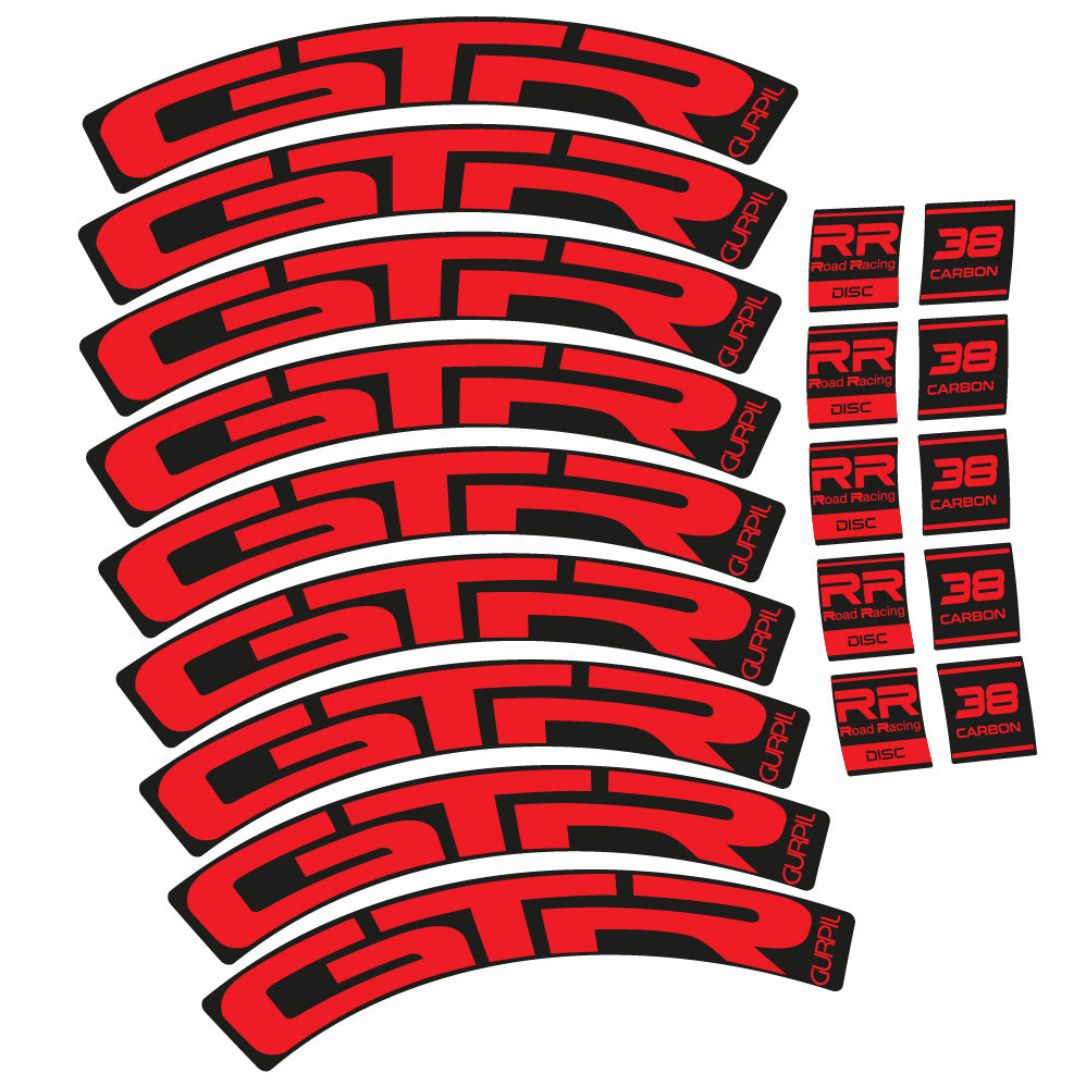 Stickers Gurpil GTR RR Road Racing Disc 38 Carbon compatibles Autocollants roues Route