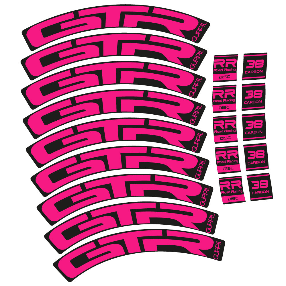Stickers Gurpil GTR RR Road Racing Disc 38 Carbon compatibles Autocollants roues Route