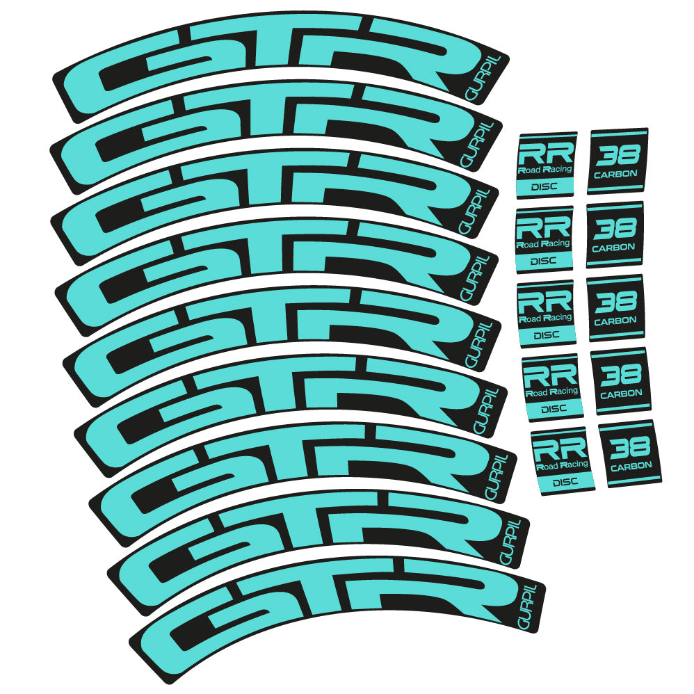 Stickers Gurpil GTR RR Road Racing Disc 38 Carbon compatibles Autocollants roues Route