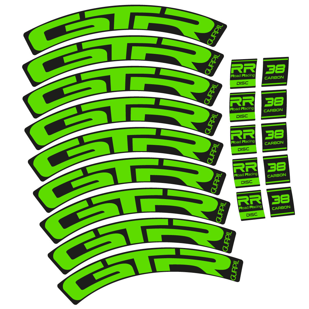 Stickers Gurpil GTR RR Road Racing Disc 38 Carbon compatibles Autocollants roues Route