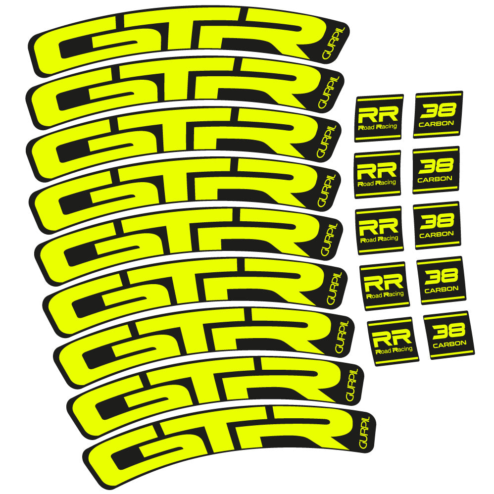 Stickers Gurpil GTR RR Road Racing 38 Carbon compatibles Autocollants roues Route