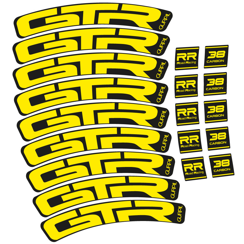Stickers Gurpil GTR RR Road Racing 38 Carbon compatibles Autocollants roues Route