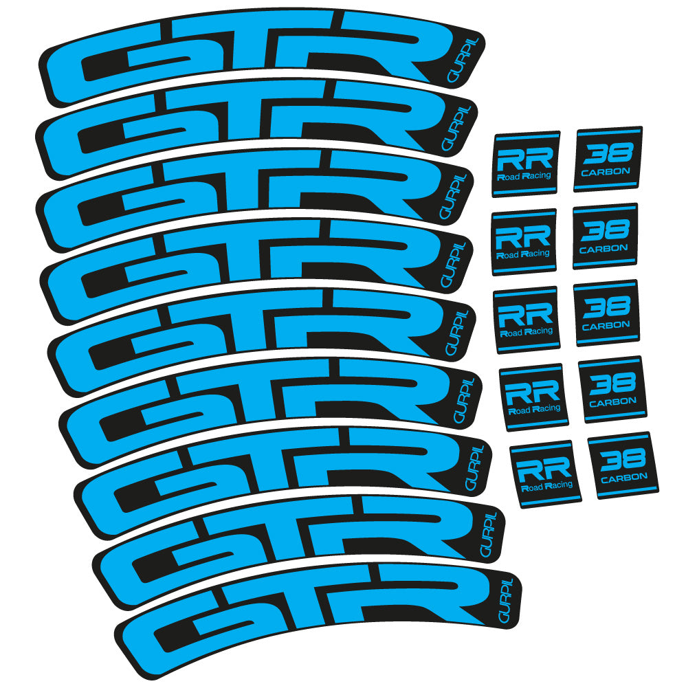 Stickers Gurpil GTR RR Road Racing 38 Carbon compatibles Autocollants roues Route