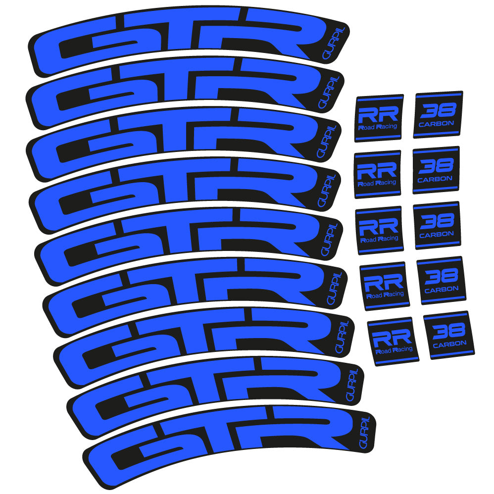 Stickers Gurpil GTR RR Road Racing 38 Carbon compatibles Autocollants roues Route