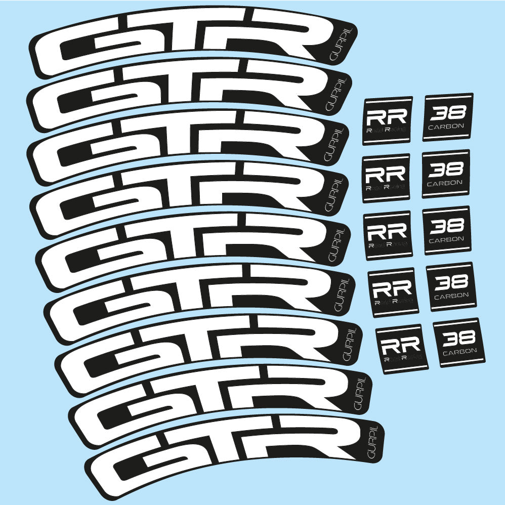 Stickers Gurpil GTR RR Road Racing 38 Carbon compatibles Autocollants roues Route