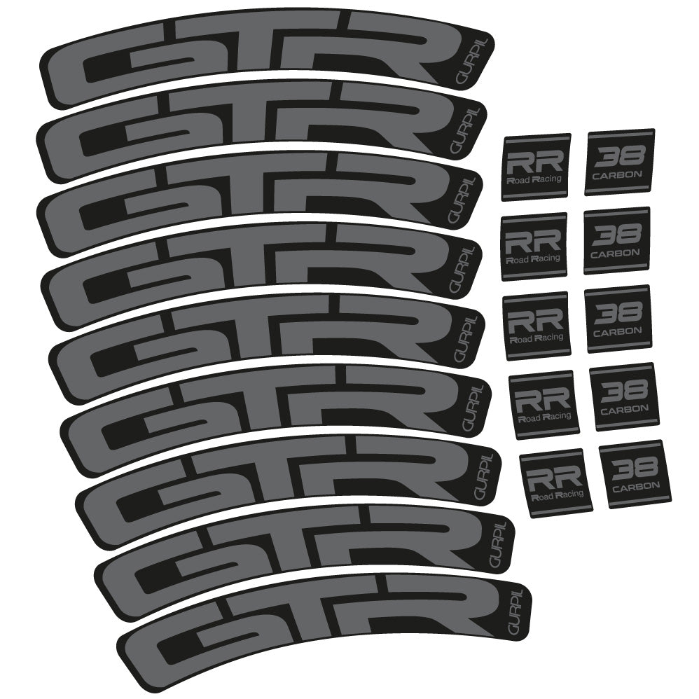 Stickers Gurpil GTR RR Road Racing 38 Carbon compatibles Autocollants roues Route
