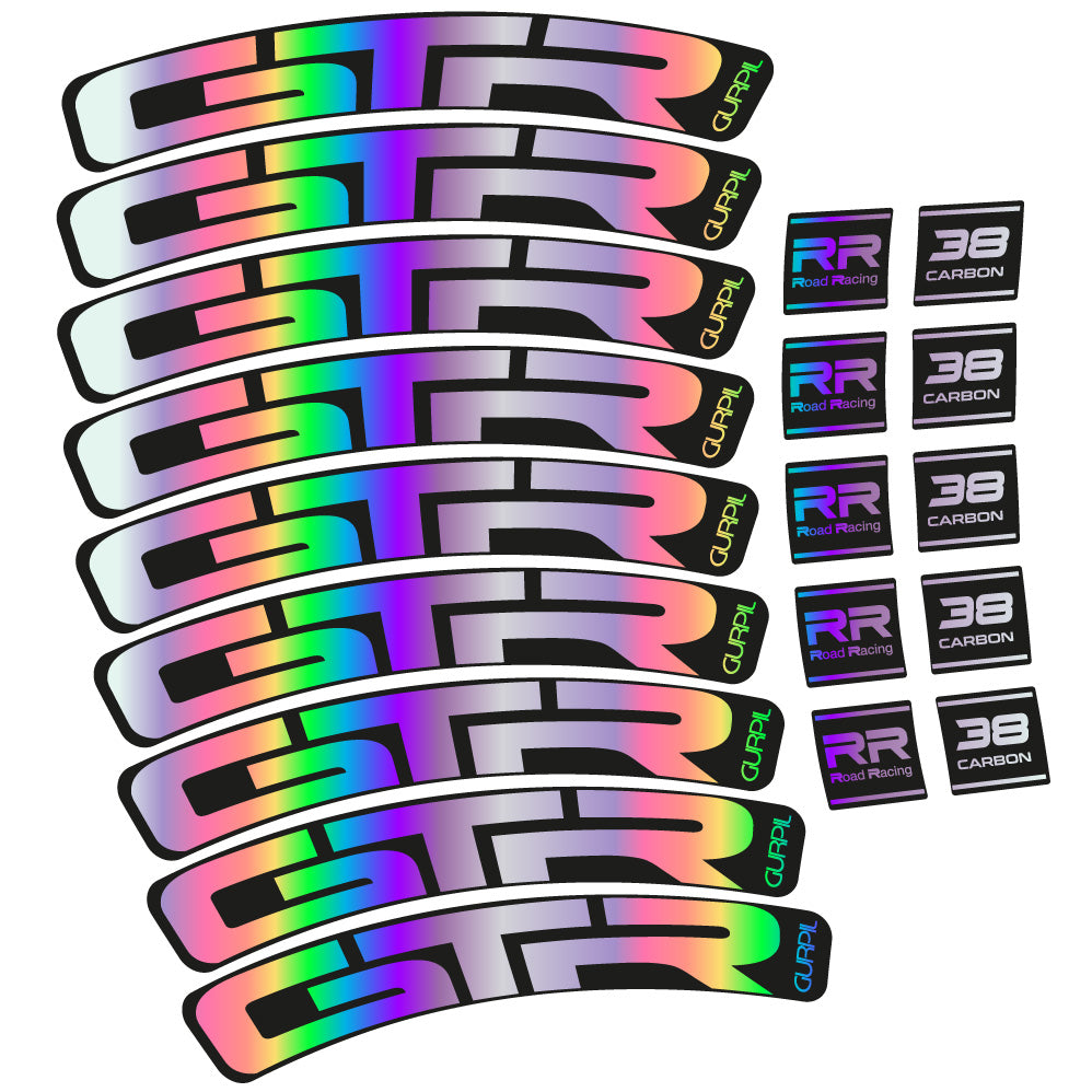 Stickers Gurpil GTR RR Road Racing 38 Carbon compatibles Autocollants roues Route