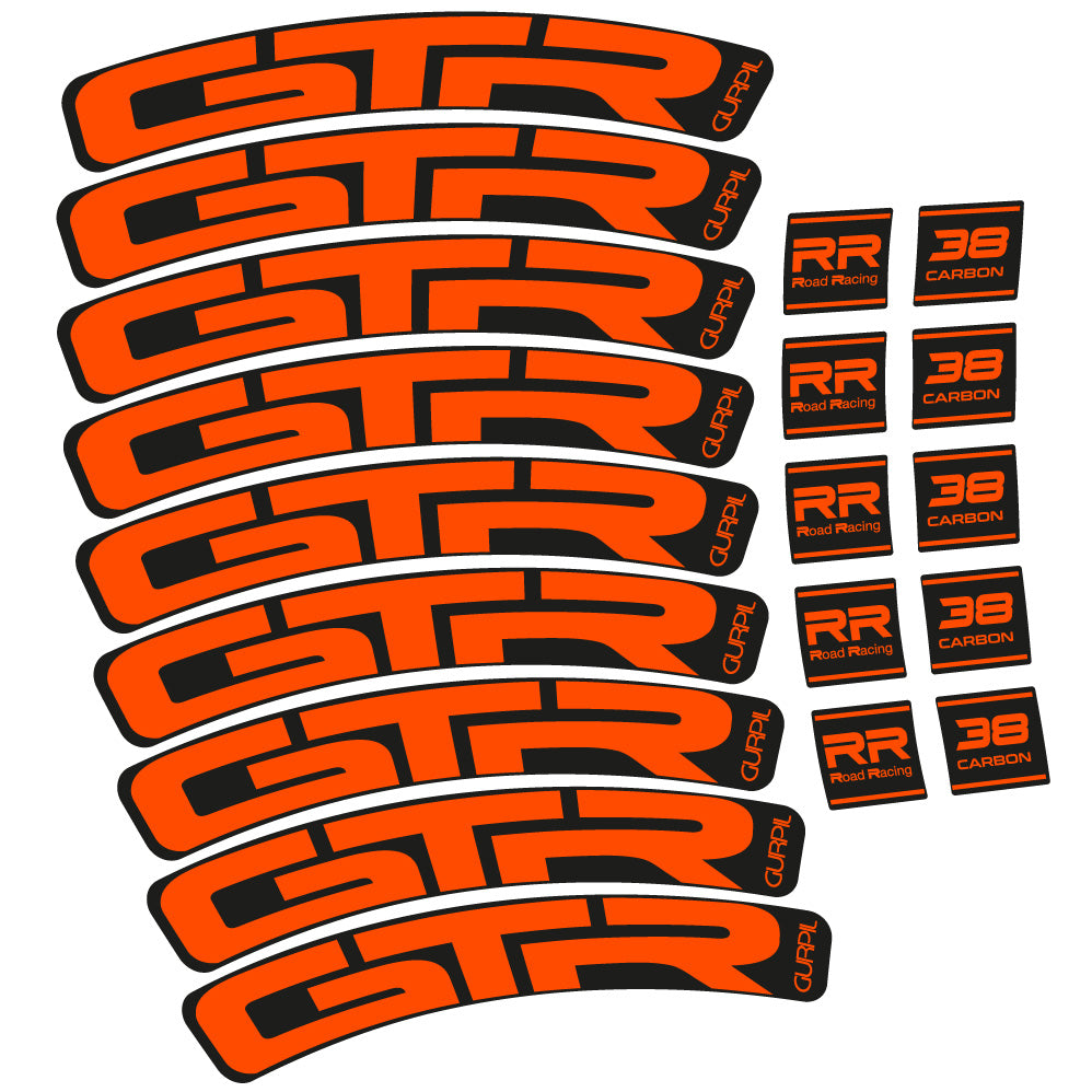 Stickers Gurpil GTR RR Road Racing 38 Carbon compatibles Autocollants roues Route