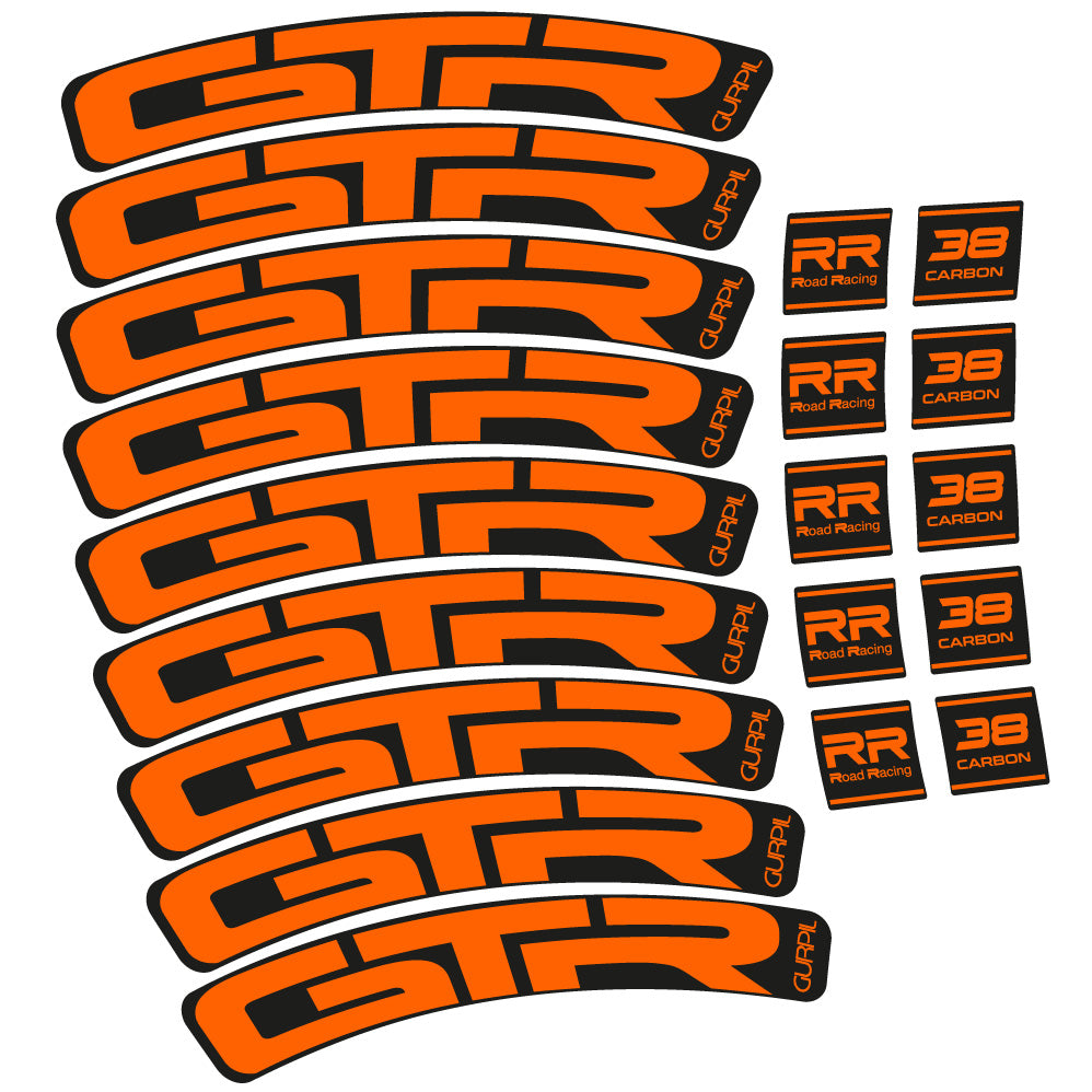 Stickers Gurpil GTR RR Road Racing 38 Carbon compatibles Autocollants roues Route