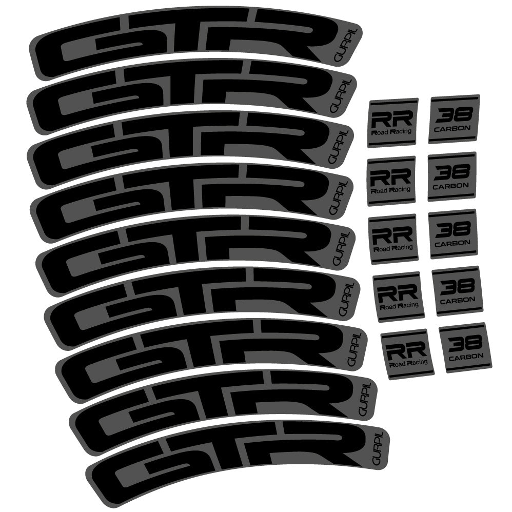 Stickers Gurpil GTR RR Road Racing 38 Carbon compatibles Autocollants roues Route