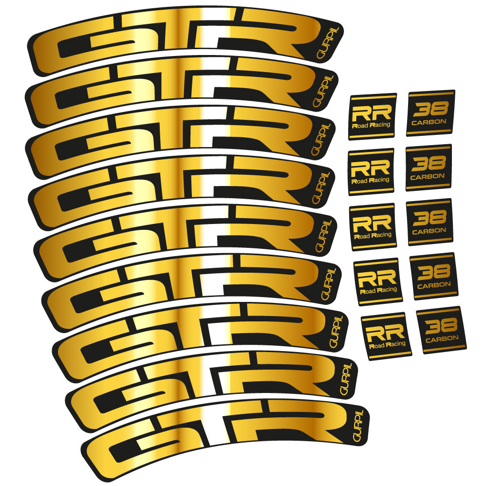 Stickers Gurpil GTR RR Road Racing 38 Carbon compatibles Autocollants roues Route