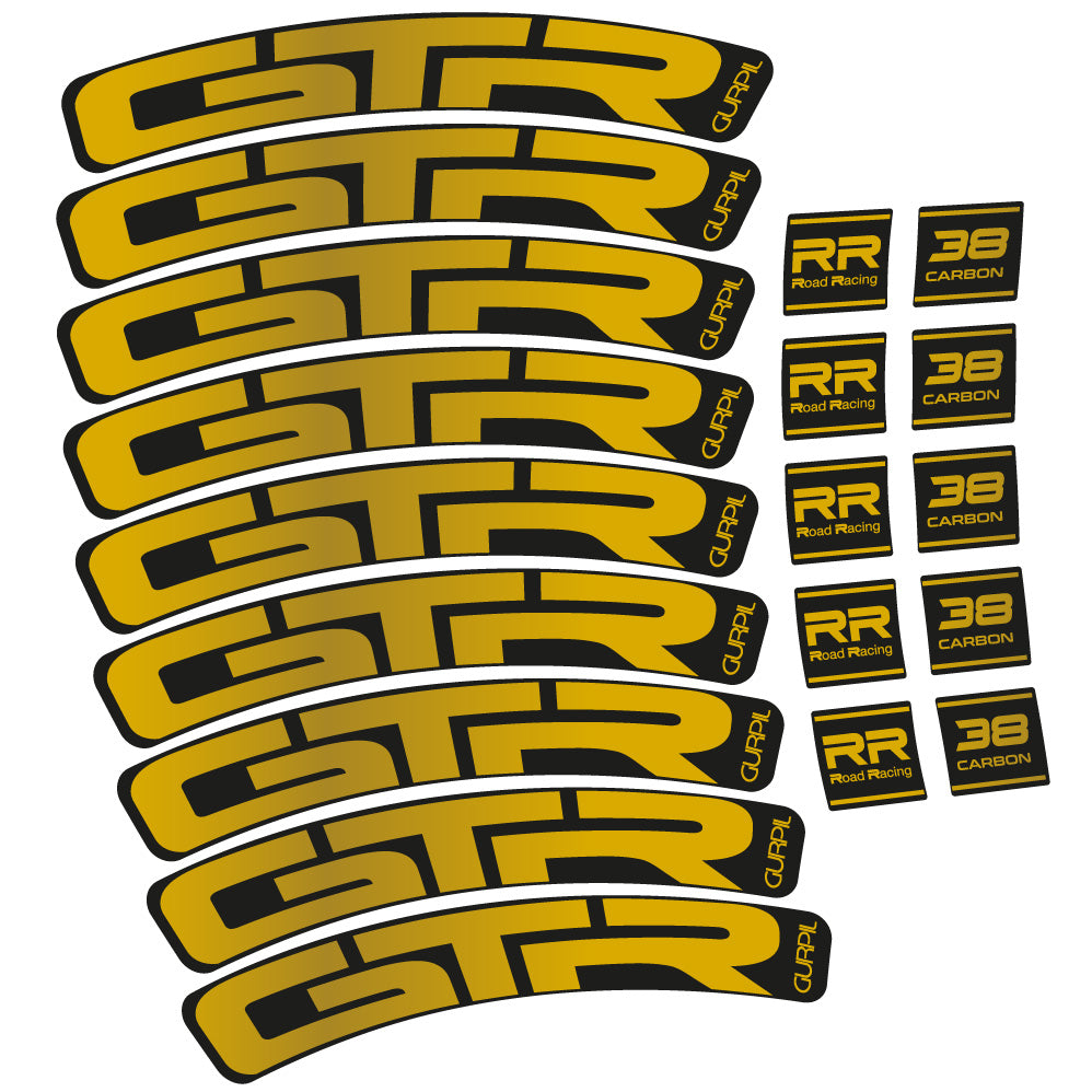 Stickers Gurpil GTR RR Road Racing 38 Carbon compatibles Autocollants roues Route