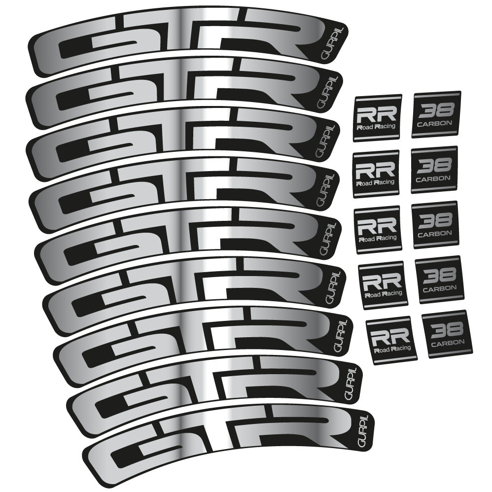 Stickers Gurpil GTR RR Road Racing 38 Carbon compatibles Autocollants roues Route