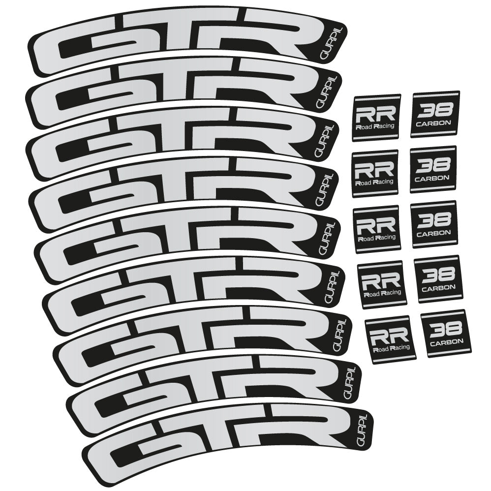 Stickers Gurpil GTR RR Road Racing 38 Carbon compatibles Autocollants roues Route