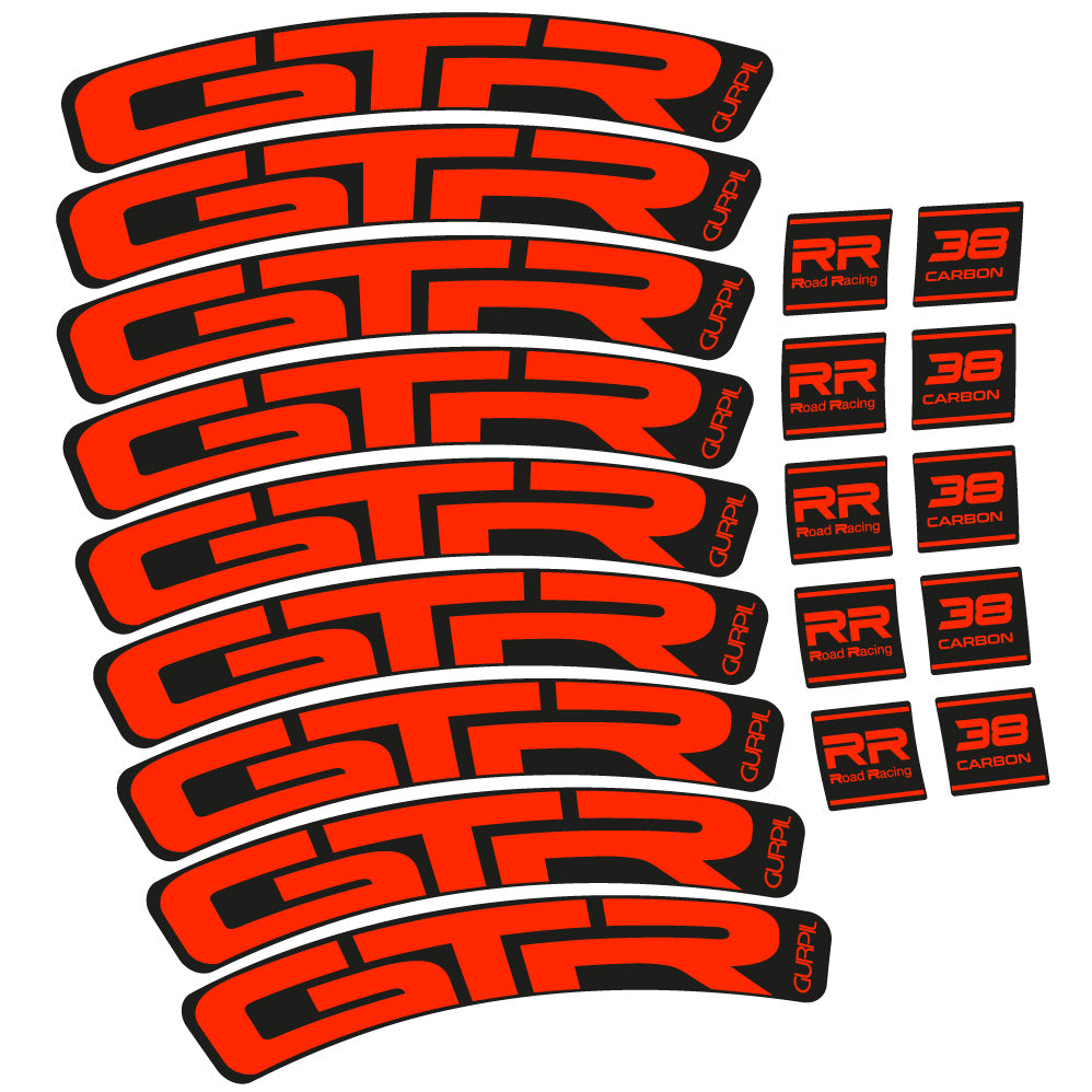Stickers Gurpil GTR RR Road Racing 38 Carbon compatibles Autocollants roues Route