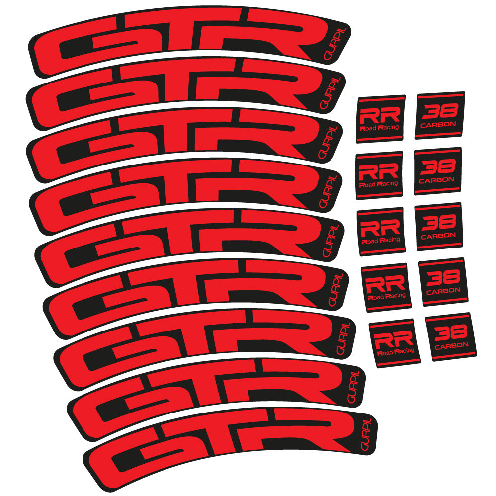 Stickers Gurpil GTR RR Road Racing 38 Carbon compatibles Autocollants roues Route