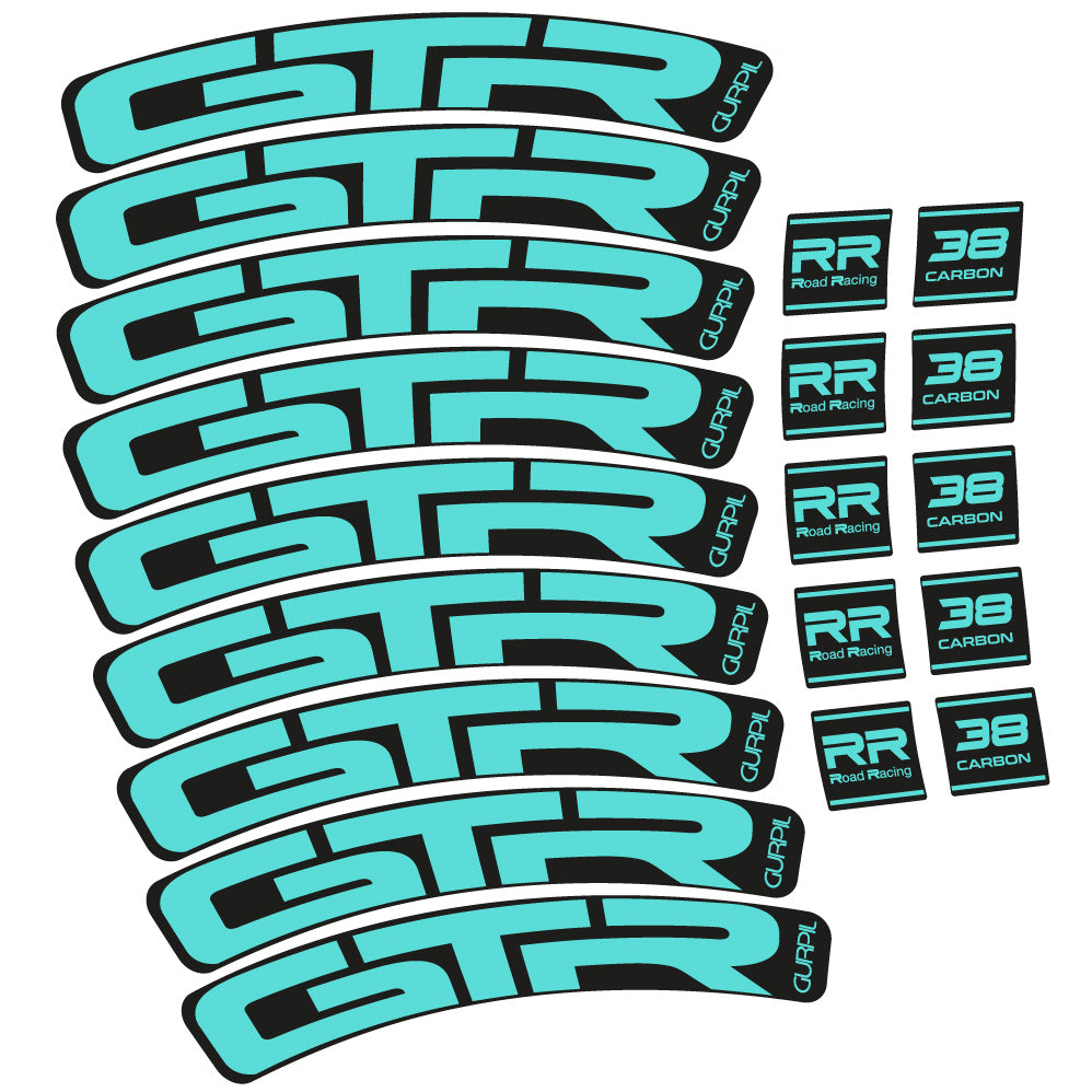 Stickers Gurpil GTR RR Road Racing 38 Carbon compatibles Autocollants roues Route