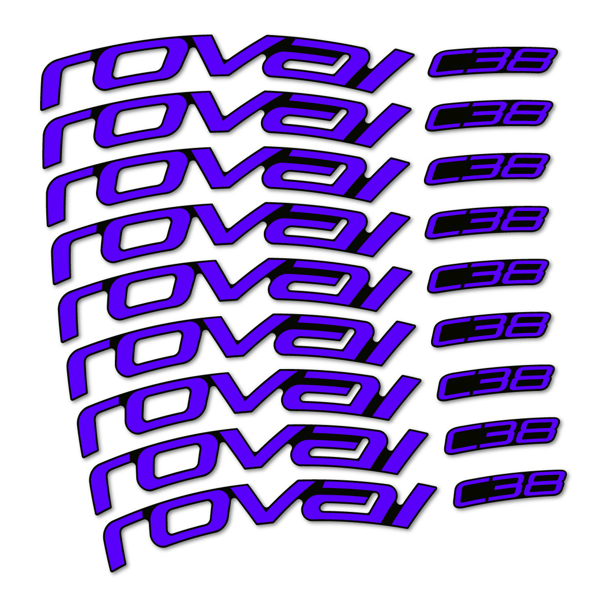 Stickers Roval C38 pour jantes route 38 mm – autocollants vinyle - Bleu Reflex