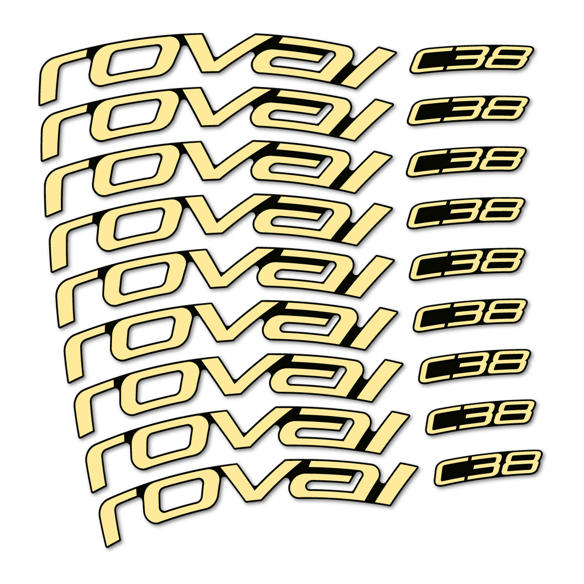 Stickers Roval C38 pour jantes route 38 mm – autocollants vinyle - Crème