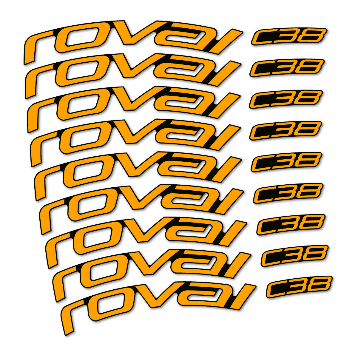 Stickers Roval C38 pour jantes route 38 mm – autocollants vinyle - Jaune Orangé