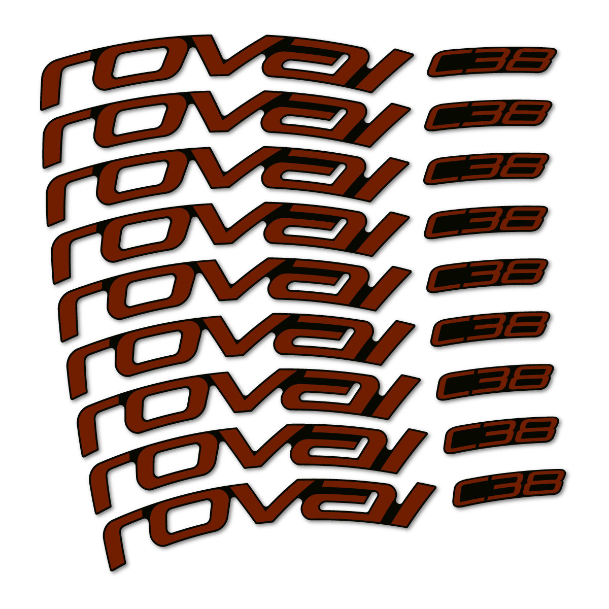 Stickers Roval C38 pour jantes route 38 mm – autocollants vinyle - Marron