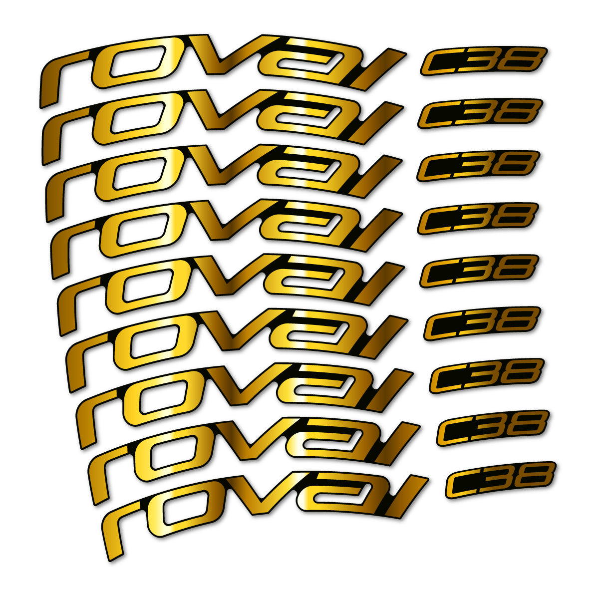 Stickers Roval C38 pour jantes route 38 mm – autocollants vinyle - Or Chromé