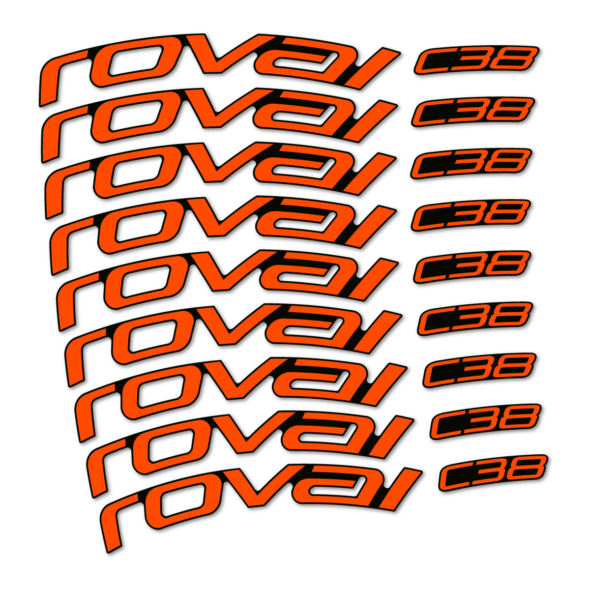 Stickers Roval C38 pour jantes route 38 mm – autocollants vinyle - Orange Fluo