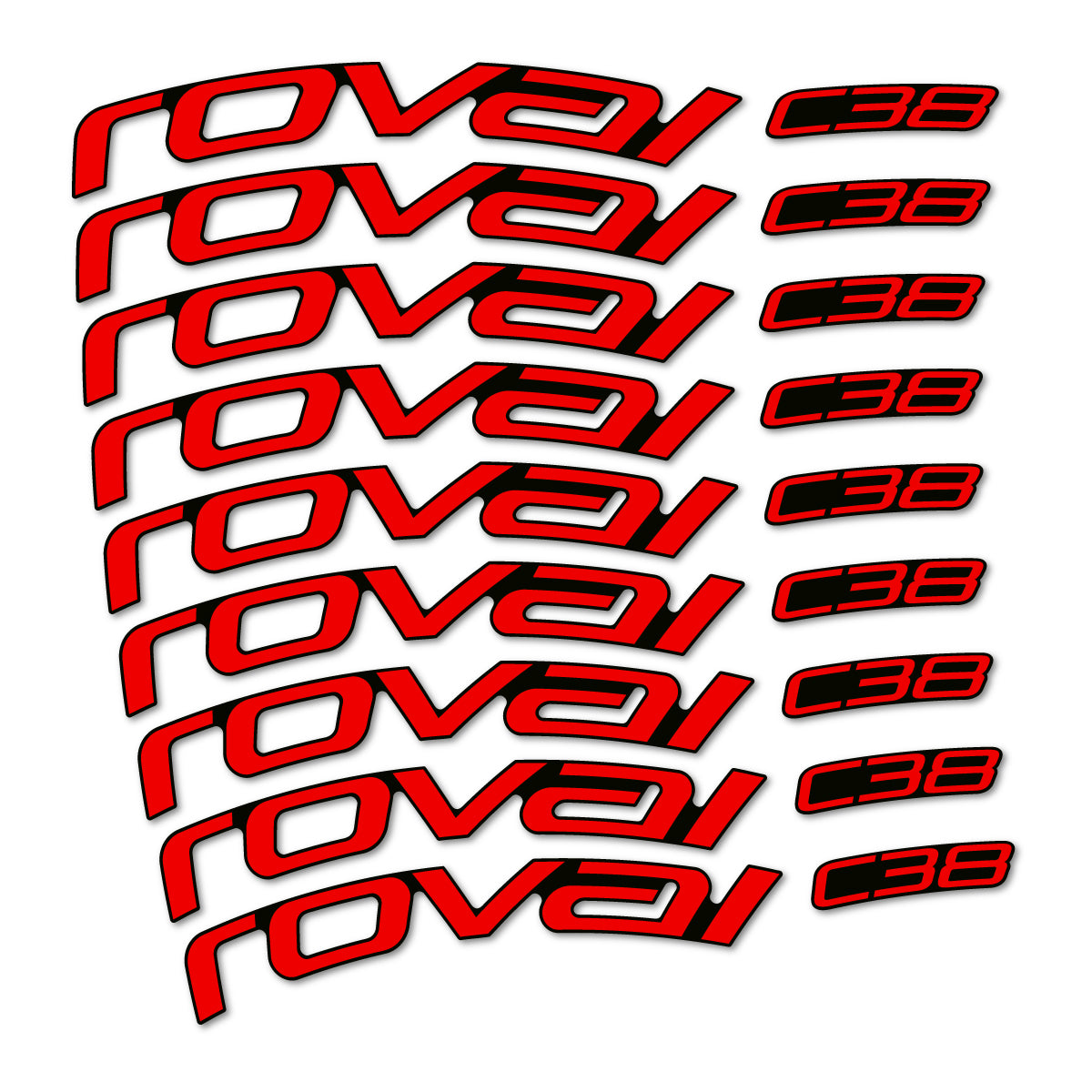 Stickers Roval C38 pour jantes route 38 mm – autocollants vinyle - Rouge