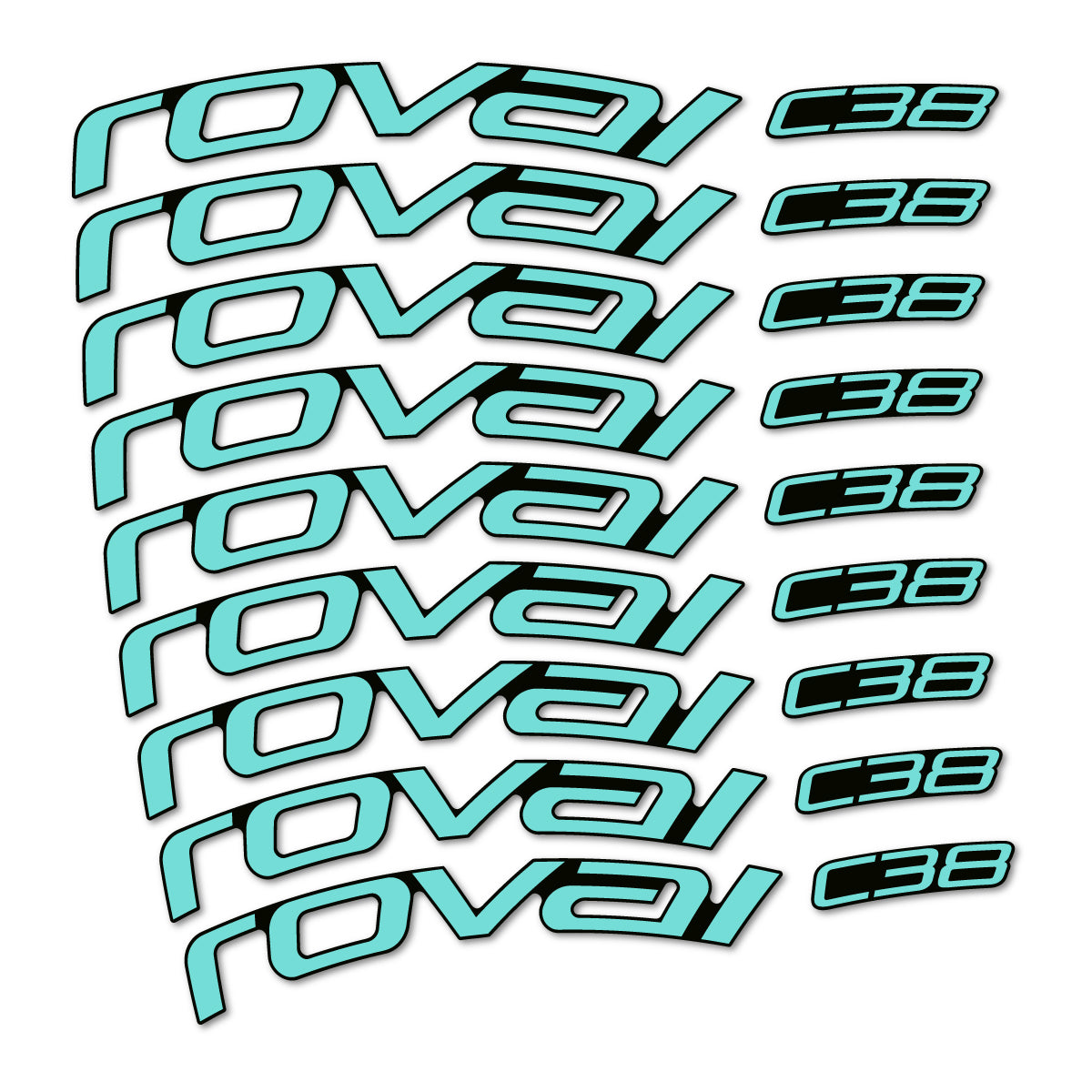 Stickers Roval C38 pour jantes route 38 mm – autocollants vinyle - Turquoise Clair