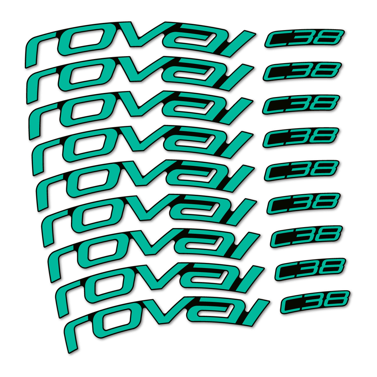 Stickers Roval C38 pour jantes route 38 mm – autocollants vinyle - Turquoise Vert