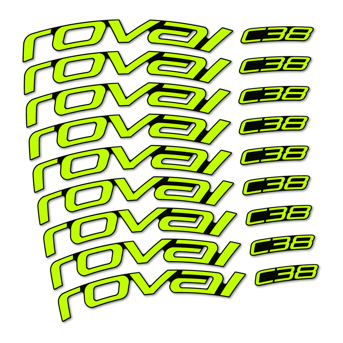 Stickers Roval C38 pour jantes route 38 mm – autocollants vinyle - Vert Lime Fluo