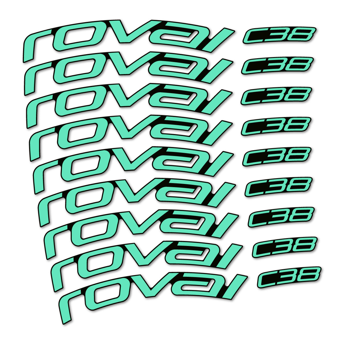 Stickers Roval C38 pour jantes route 38 mm – autocollants vinyle - Vert Menthe