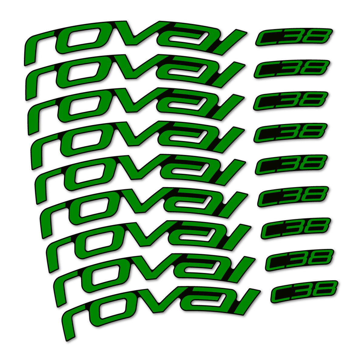Stickers Roval C38 pour jantes route 38 mm – autocollants vinyle - Vert Moyen