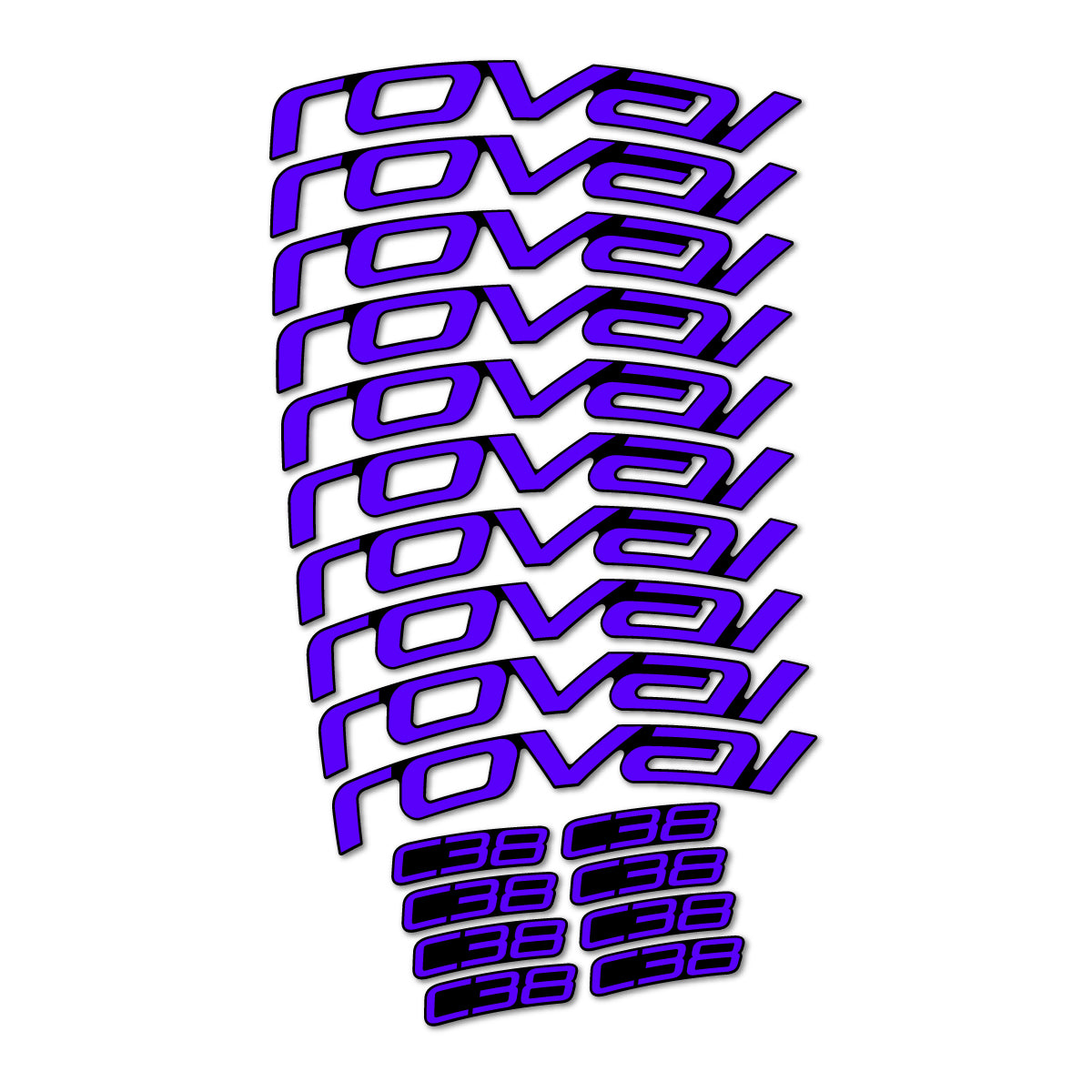 Stickers compatibles Roval C 38 Disc pour jantes route 38 mm – autocollants vinyle - Bleu Reflex