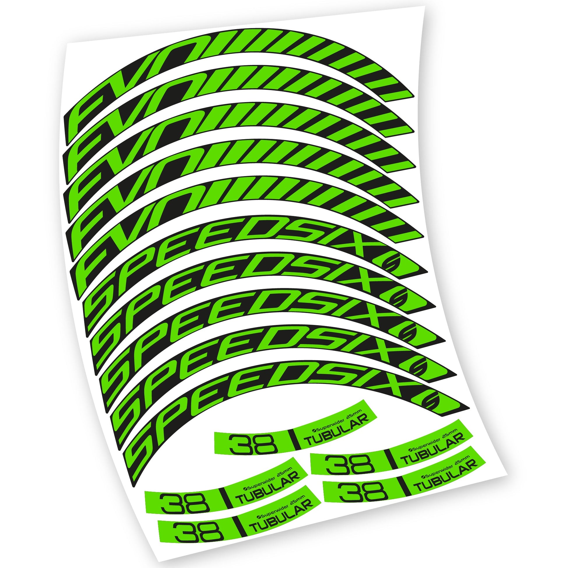 Stickers Route, Speedsix Evo 38. compatibles Autocollants roues Route