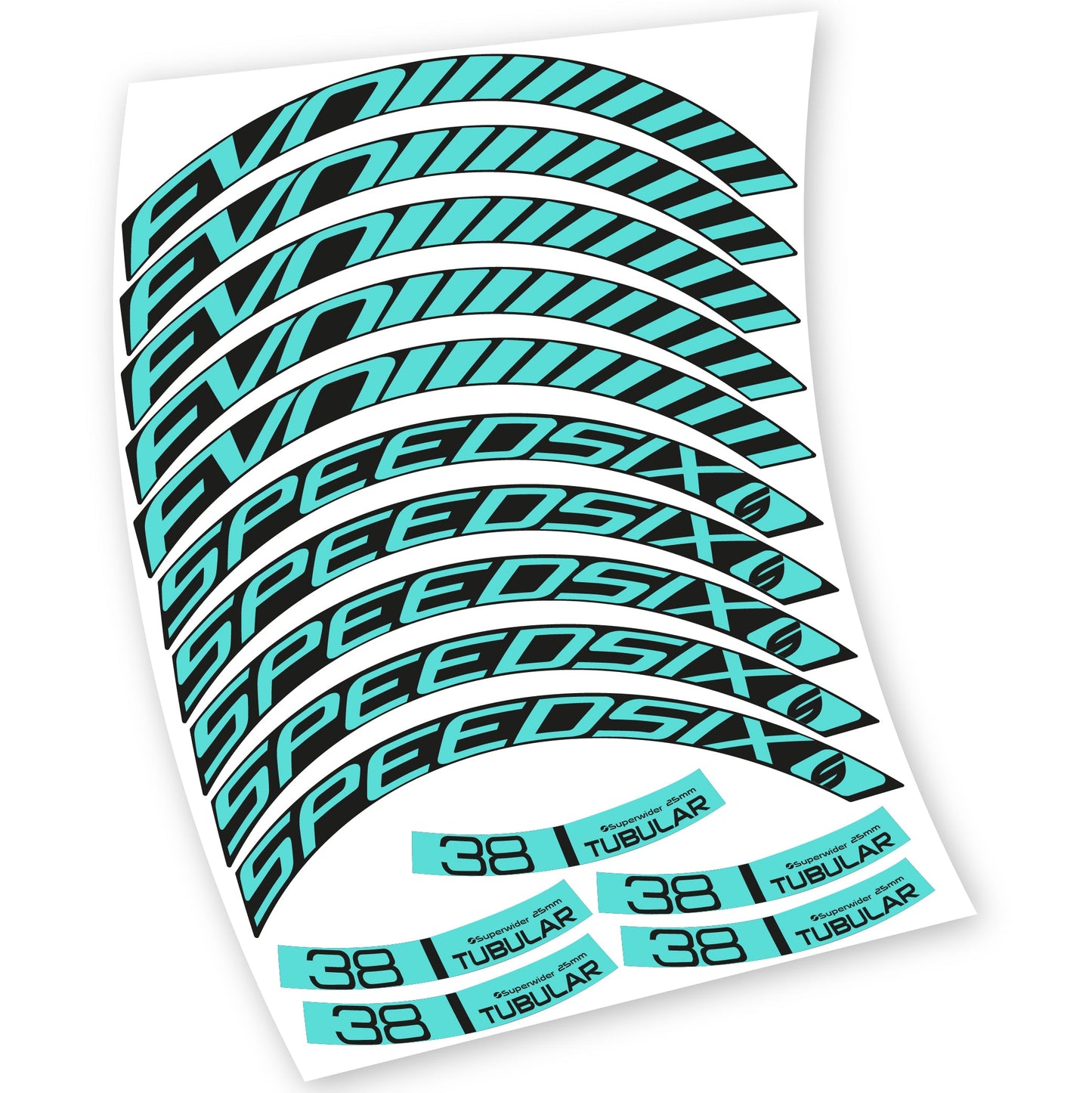 Stickers Route, Speedsix Evo 38. compatibles Autocollants roues Route