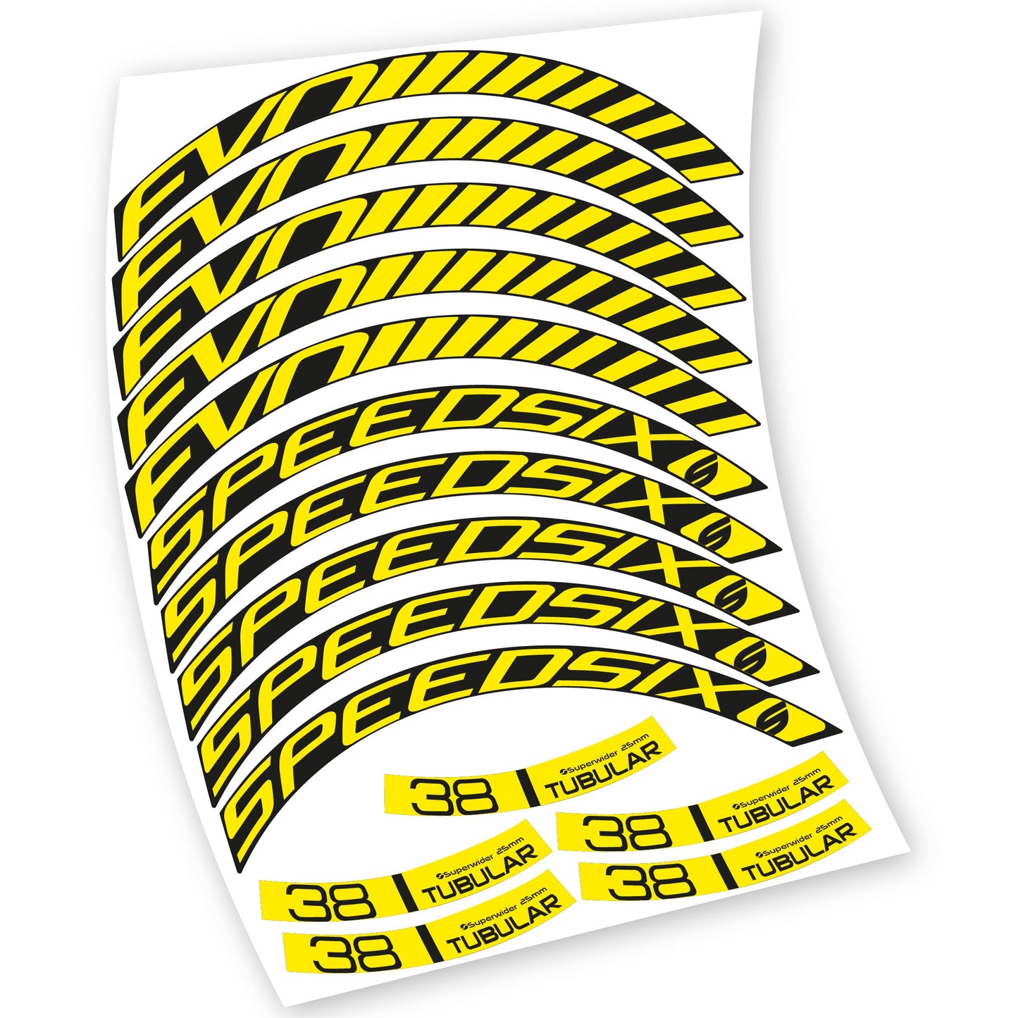 Stickers Route, Speedsix Evo 38. compatibles Autocollants roues Route