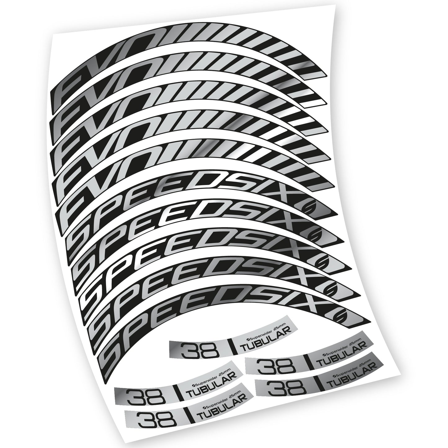 Stickers Route, Speedsix Evo 38. compatibles Autocollants roues Route