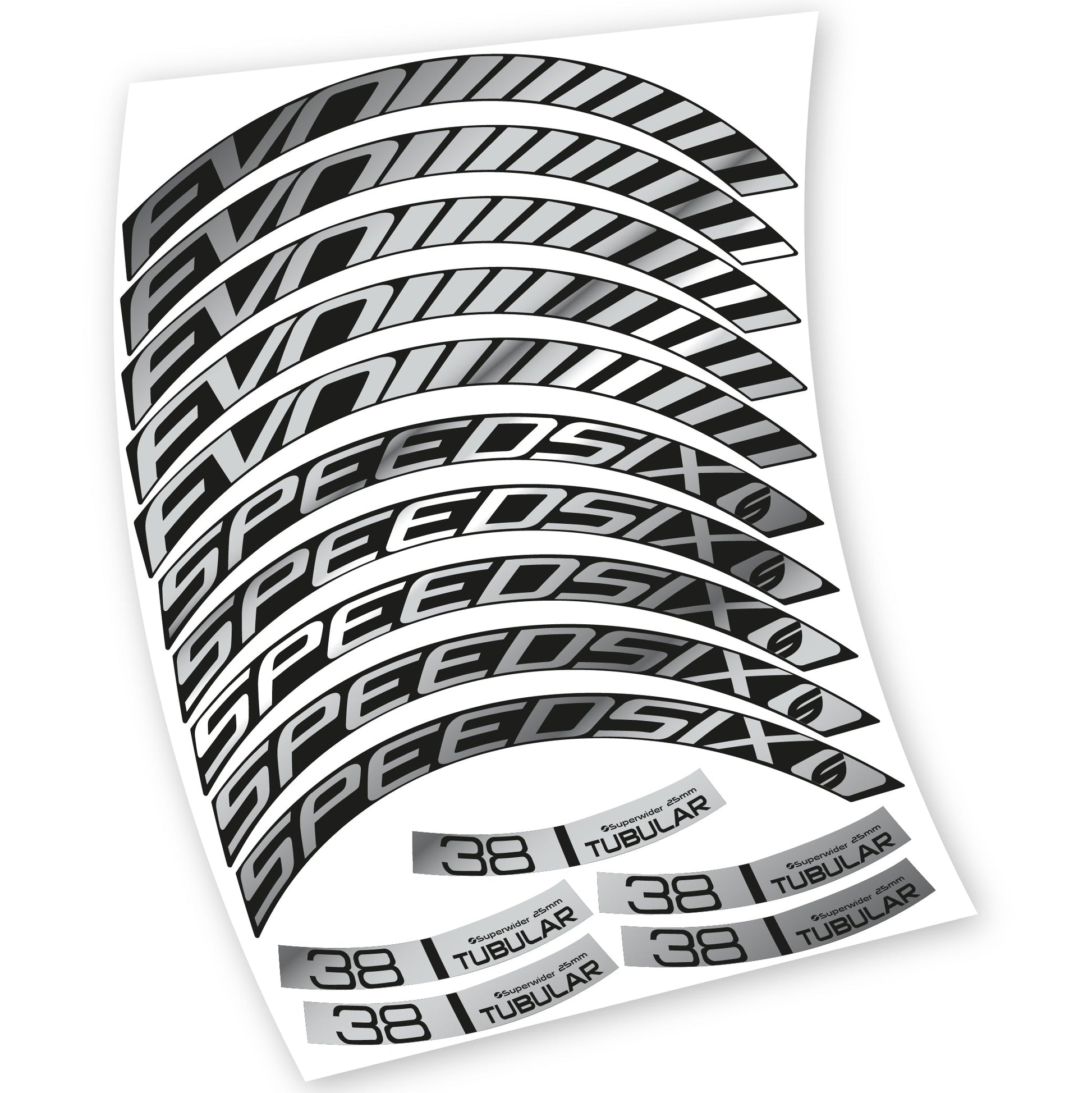 Stickers Route, Speedsix Evo 38. compatibles Autocollants roues Route