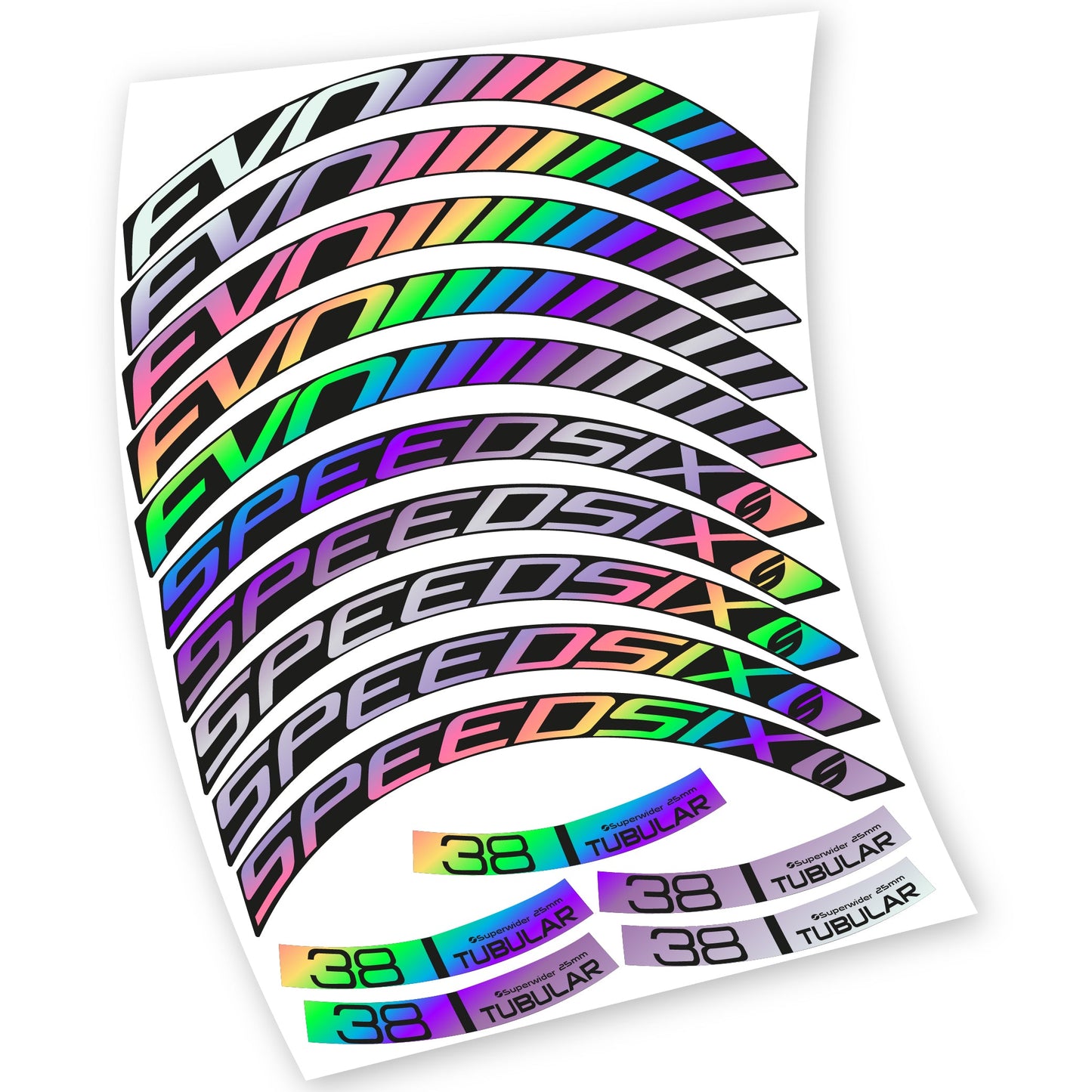 Stickers Route, Speedsix Evo 38. compatibles Autocollants roues Route