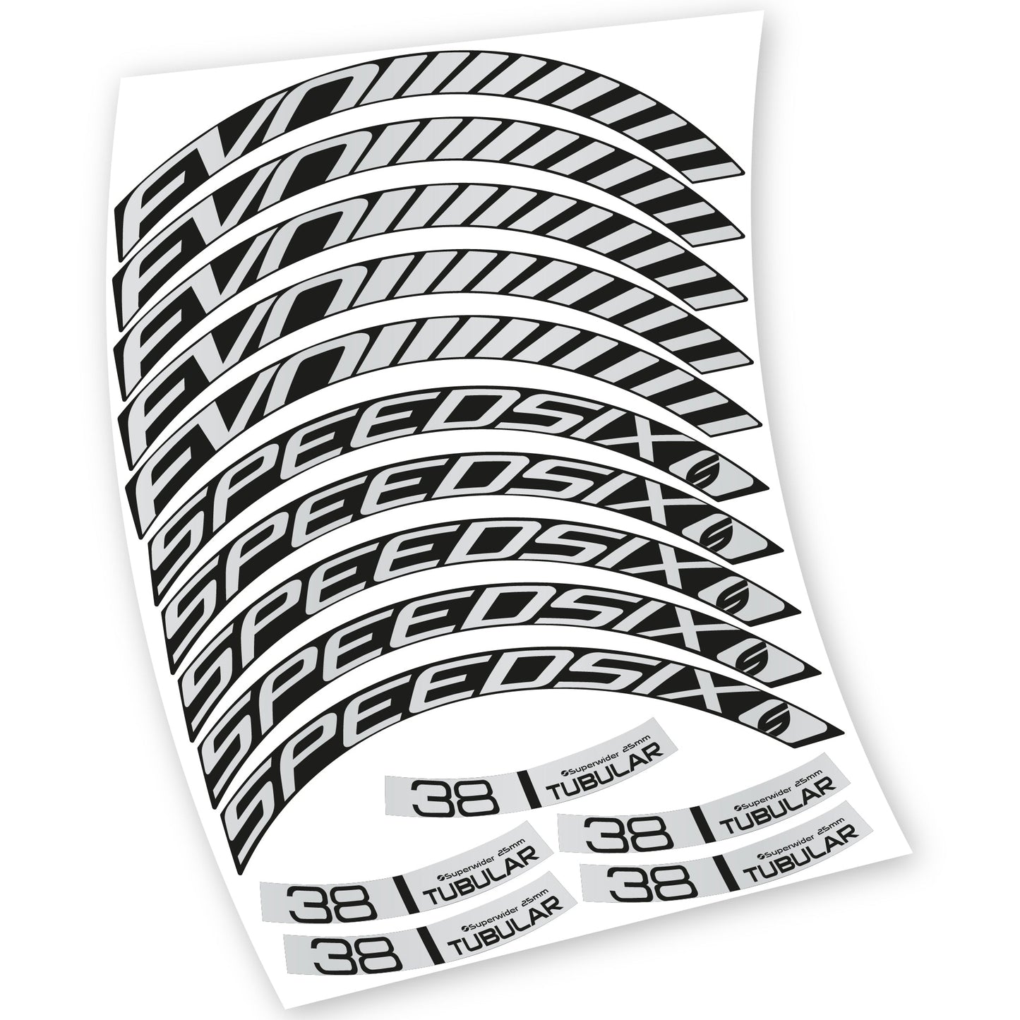 Stickers Route, Speedsix Evo 38. compatibles Autocollants roues Route