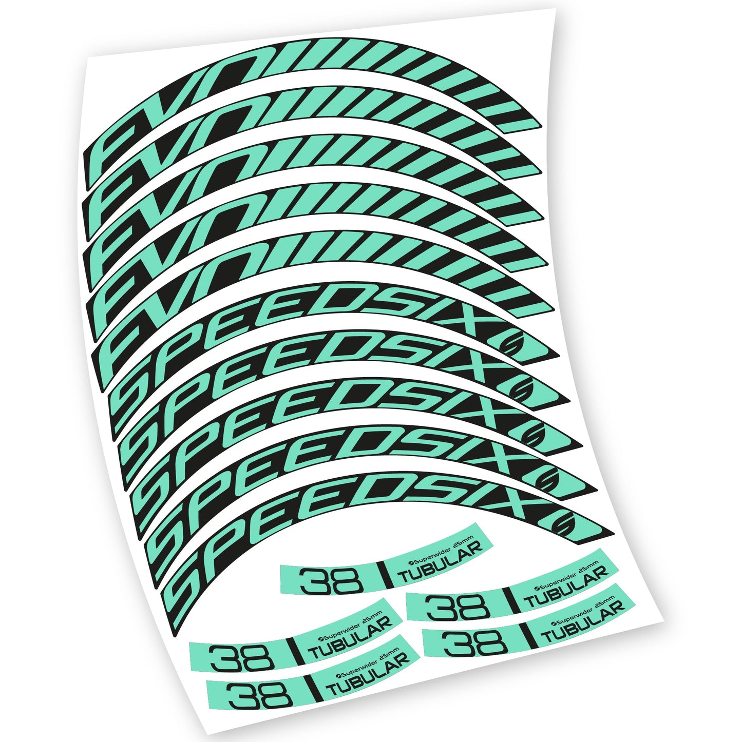 Stickers Route, Speedsix Evo 38. compatibles Autocollants roues Route