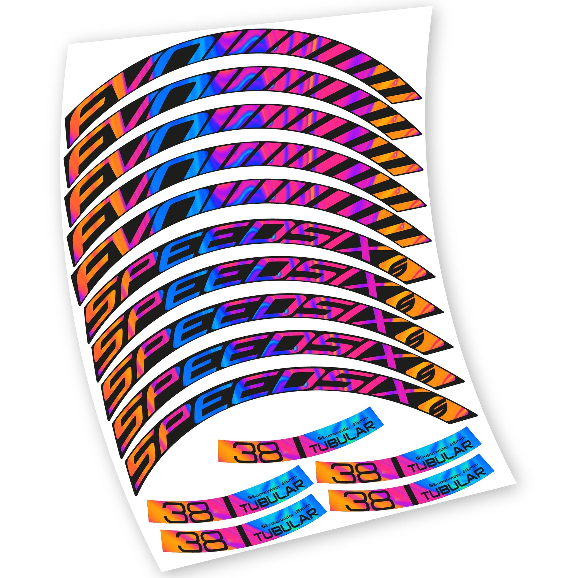 Stickers Route, Speedsix Evo 38. compatibles Autocollants roues Route