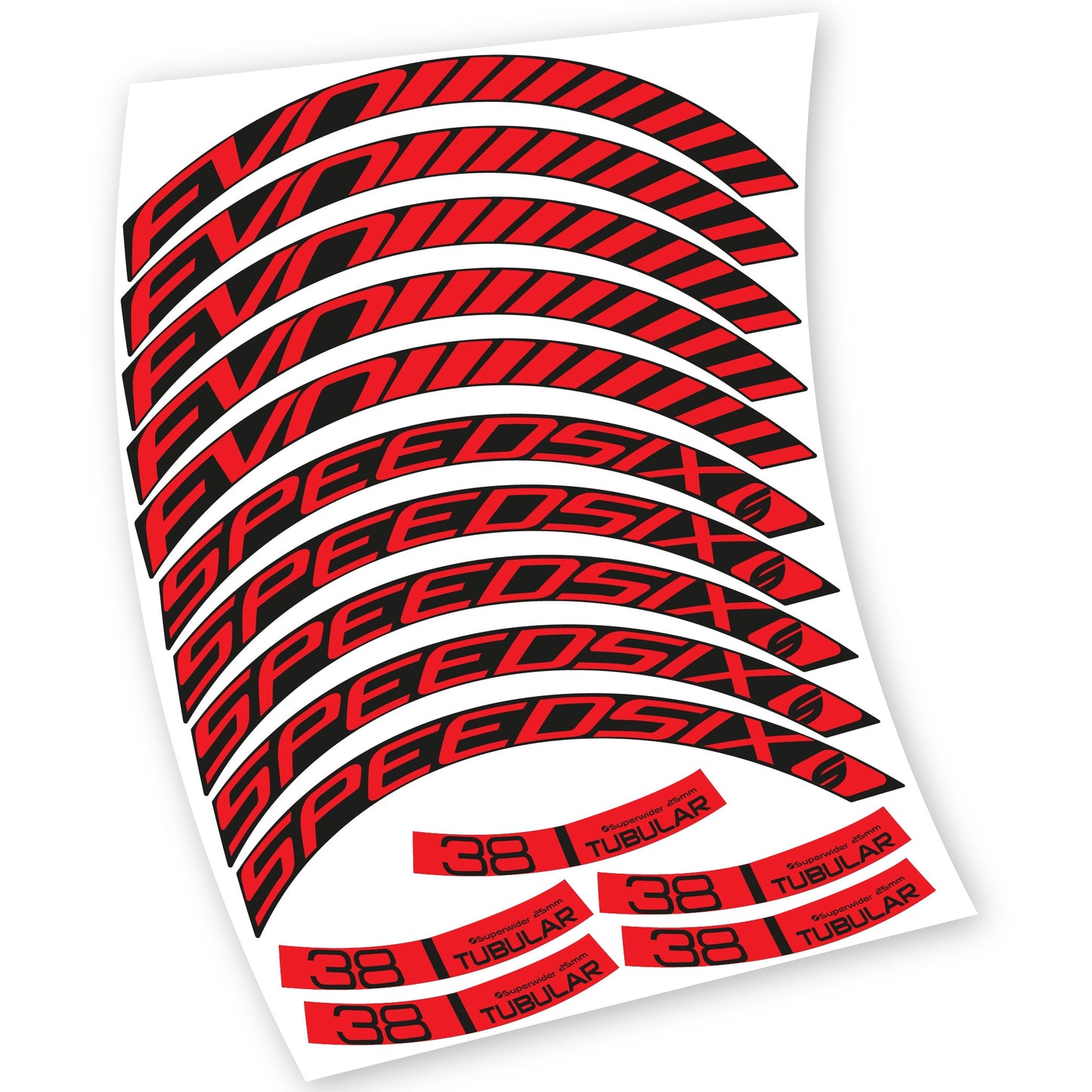 Stickers Route, Speedsix Evo 38. compatibles Autocollants roues Route
