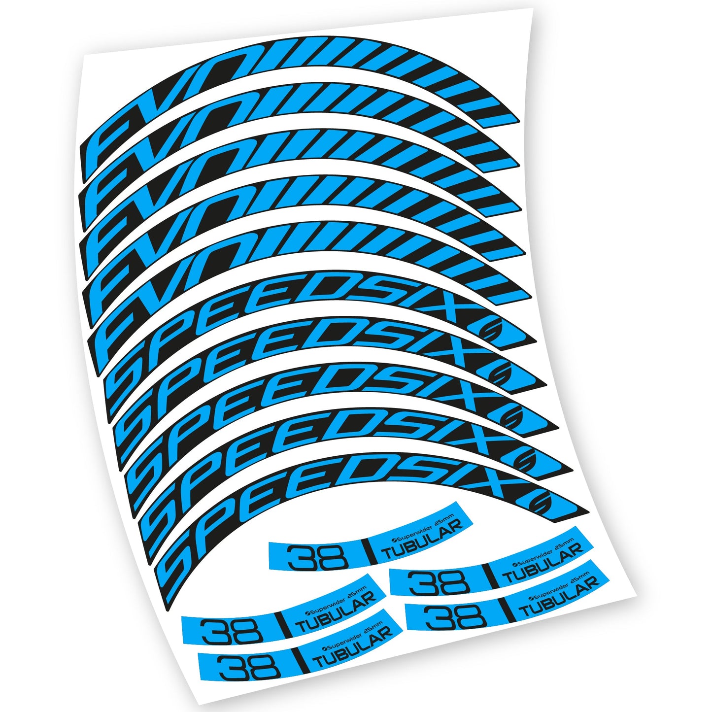 Stickers Route, Speedsix Evo 38. compatibles Autocollants roues Route