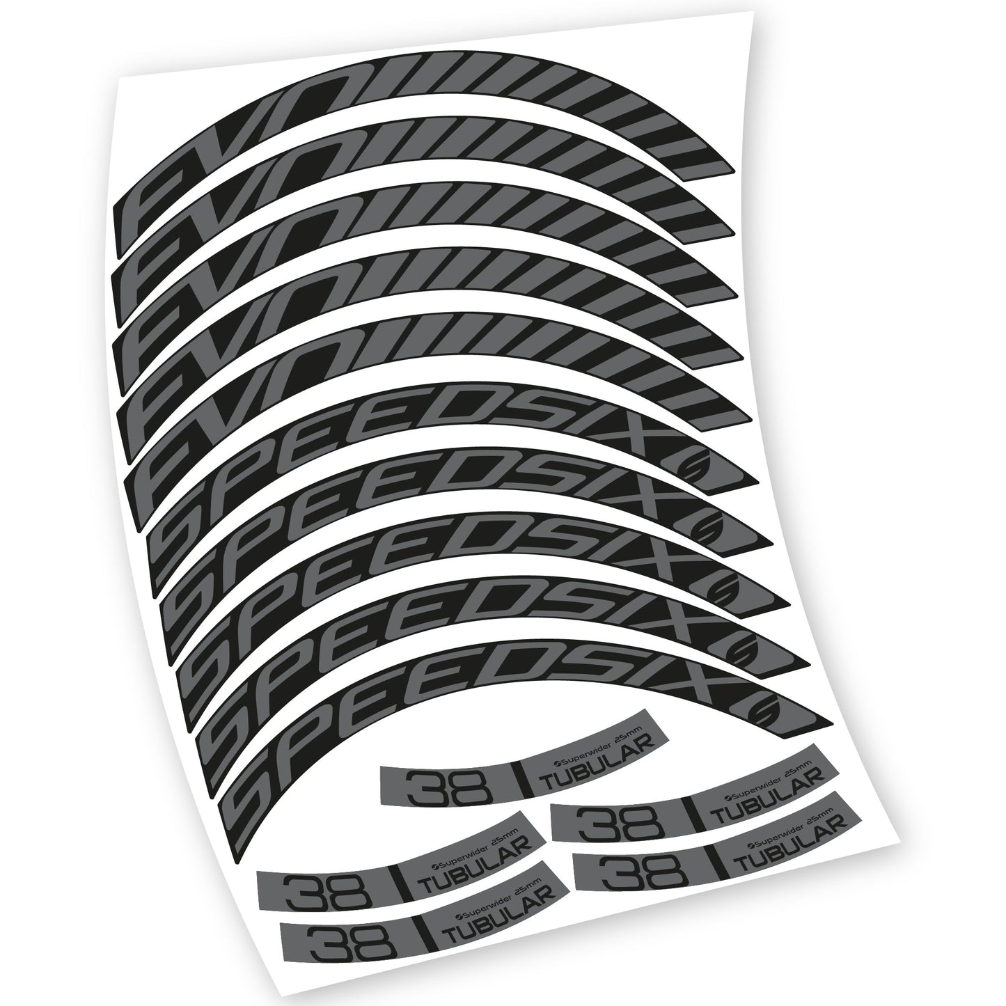 Stickers Route, Speedsix Evo 38. compatibles Autocollants roues Route