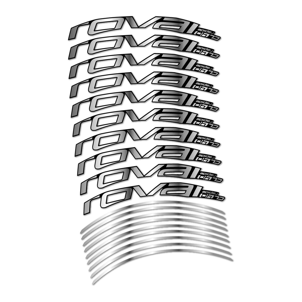 Stickers compatibles Roval CL 40 2019 frein sur jante pour jantes route 40 mm – autocollants vinyle - Argent Chromé